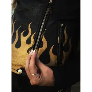 Leather motorcycle jacket for women Eudoxie Burn image-5