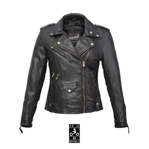 Leather motorcycle jacket for women Eudoxie Suzy