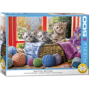 500-piece knitting kitten puzzle Eurographics image-0