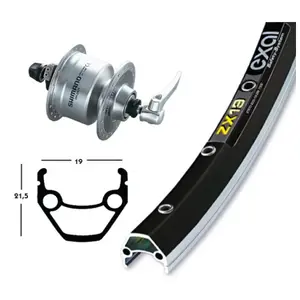 Roue avant moyeu Exal Dyn. Dh3N72 Qr 36 Zx 19