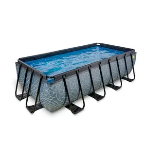 Piscine avec pompe filtrante enfant Exit Toys Stone 400 x 200 x 100 cm image-1