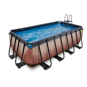 Piscine avec pompe filtrante enfant Exit Toys Wood 400 x 200 x 122 cm image-0