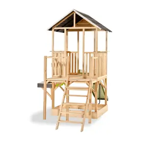 Maisonnette in legno con scivolo e cucina e area sabbiosa Exit Toys Panorama 550 image-1