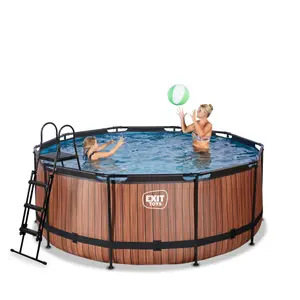 Πισίνα με αντλία φίλτρου για παιδιά Exit Toys Wood 360 x 122 cm image-0