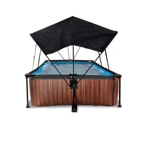 Piscine avec pompe filtrante et voile d'ombrage enfant Exit Toys Wood 300 x 200 x 65 cm image-3