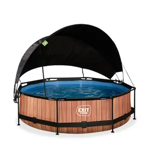Piscine avec pompe filtrante et voile d'ombrage enfant Exit Toys Wood 300 x 76 cm image-0