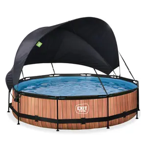 Piscine avec pompe filtrante et voile d'ombrage enfant Exit Toys Wood 360 x 76 cm image-1
