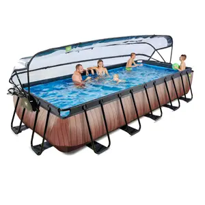 Piscine avec pompe filtrante à sable et dôme enfant Exit Toys Wood 540 x 250 x 100 cm image-3