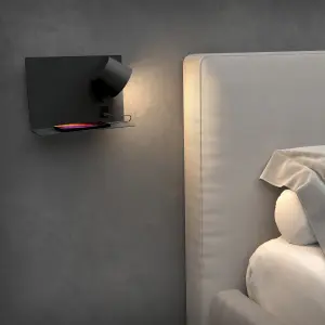 Applique de pared con lector Exo lighting Serene Right SMD 732lm(434lm) CRI80 2700K USB A-USB C image-1