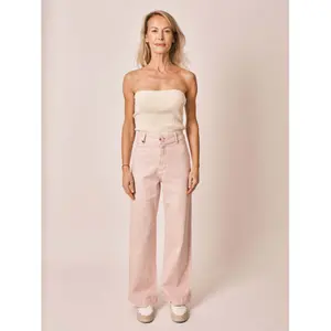 Vaqueros acampanados de cintura alta de color rosa para mujer F.A.M. Paris Fauve image-1