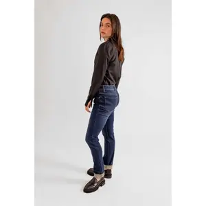 Vaqueros pitillo de mujer de tiro medio azul oscuro F.A.M. Paris Ena image-2