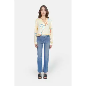 Bootcut-jeans i blå bomuld med stretch til kvinder F.A.M. Paris Bella image-1