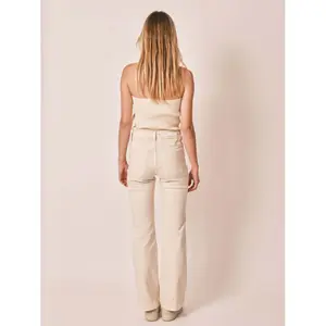 Bootcut-Jeans beige halbhohe Taille aus Baumwolle Stretch Damen F.A.M. Paris Bella image-3