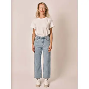 Jeans droit court brodé cœur femme F.A.M. Paris Pola Embro image-1