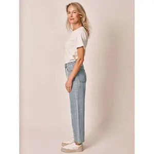 Jeans droit court brodé cœur femme F.A.M. Paris Pola Embro image-2