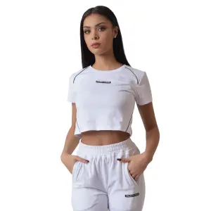 Crop-T-Shirt für Frauen mit Kontrastpaspel und Silikonlogo Project X Paris image-0
