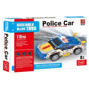 Construction of a mechanical police car in metal Fantastiko image-0