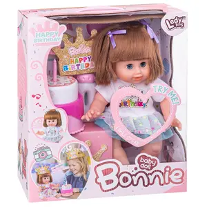 Doll with happy birthday bonnet - 2 assorted models Fantastiko 35 cm image-1
