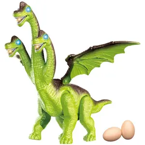 Dinosaur figurine with 3 heads steps, light and sound Fantastiko image-0