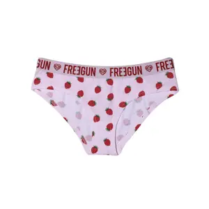 Set of 3 girls' strawberry-print cotton boxer shorts Freegun image-1