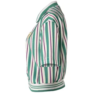 Damen Satin Crop Polo mit durchgehendem Reißverschluss Fila Lassance Striped image-2