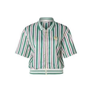 Damen Satin Crop Polo mit durchgehendem Reißverschluss Fila Lassance Striped