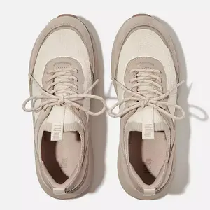 Women's Trainers FitFlop F-Mode Suede/Knit Flatform Slip-On Laced image-1