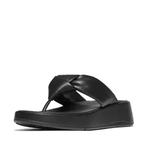 Sandálias femininas FitFlop F-Mode Knot Soft-Leather Flatform Toe-Post image-1