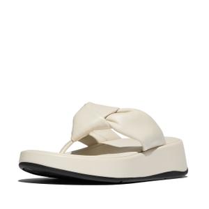 Sandálias femininas FitFlop F-Mode Knot Soft-Leather Flatform Toe-Post image-1