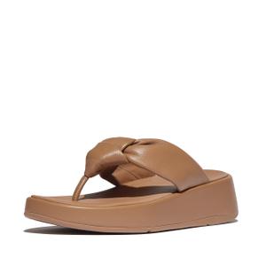Sandálias femininas FitFlop F-Mode Knot Soft-Leather Flatform Toe-Post image-1