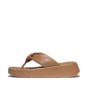 Sandálias femininas FitFlop F-Mode Knot Soft-Leather Flatform Toe-Post image-0