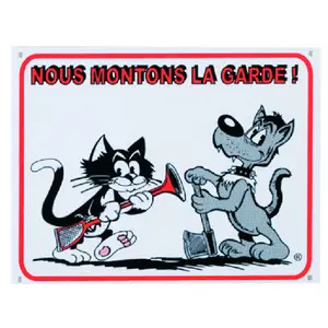 Warning sign let's stay alert Flamingo Attention Au Chien Fr image-0