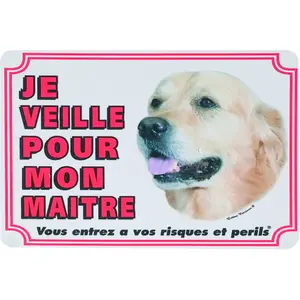 Hinweisschild Flamingo Attention Au Chien Fr Golden Retriever image-0