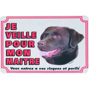 Bord met een signaal Flamingo Attention Au Chien Fr Labrador image-0