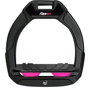 Étriers de sécurité d’équitation Incliné Grip Noir/Noir/Rose enfant Flex-On Safe-On