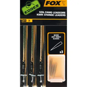 Set van 3 bevestigingssets Fox Tied Camo Leadcore Leaders image-0