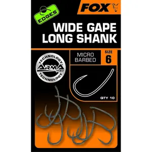 Συσκευασία με 10 αγκίστρια Fox Edges Supe Wide Gape Long Shank image-1