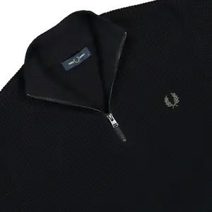 Pull 1/2 zip Fred Perry Waffle Stitch image-3