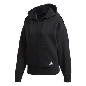 Huvtröja för kvinnor adidas 3-Stripes Doubleknit Full-Zip Scuba image-0