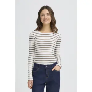 T-shirt de manga comprida feminina fransa Hizamond Stripe 33 image-1