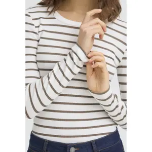 T-shirt de manga comprida feminina fransa Hizamond Stripe 33 image-6