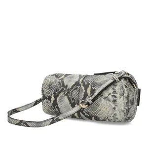 Women's Snake Print Leather Shoulder Bag Fred de la Bretoniere Livia image-2