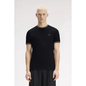 Contrast Trim Double Stripe T-Shirt Fred Perry image-2