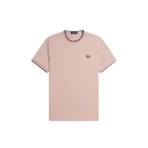 fpm1588-u89-t-shirt-fred-perry-twin-tipped-rose-fonce-rose-poudre-noir