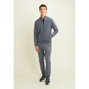 Zippowany sweter w paski z nadrukiem na rękawie Freddy image-4