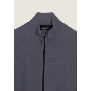 Zippowany sweter w paski z nadrukiem na rękawie Freddy image-6