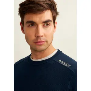 Gestreifter Rundhals-Sweatshirt mit bedrucktem Logo Freddy image-3