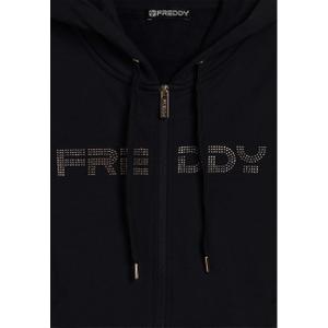 Sweatshirt com capuz zipado com faixa e logo para mulher Freddy image-2