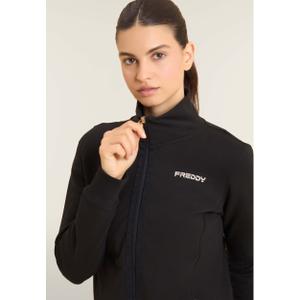 Dames hoodie met rits en hoge kraag met minimalistisch logo Freddy image-5