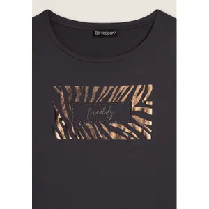 Langarm T-Shirt mit Pailletten-Logo für Damen Freddy image-2